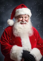 Cute Santa Claus in red clothes with a long white beard on a light background. Generative AI.