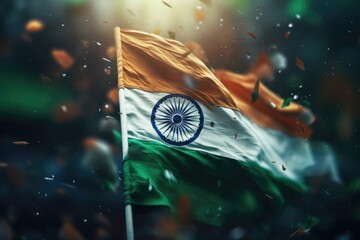 The picture captures the Indian flag gracefully waving in the wind. This image can be used to depict patriotism, national pride, or any context related to India.