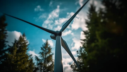 Wind turbine turning, generating alternative energy for sustainable resources generated by AI