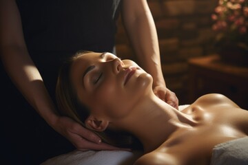 Portrait of a young woman receiving a relaxing massage