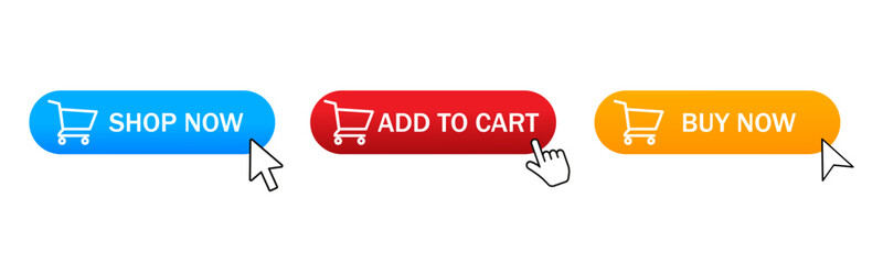 Add to cart button with shopping cart icon on white background eps10