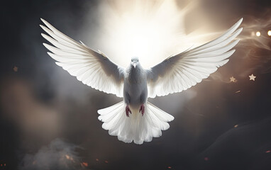 Obraz premium Spiritual Dove Symbolizing Holy Spirit - Icon of Peace, Love, and Religious Harmony