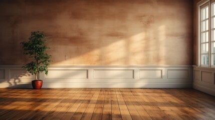 An empty wall and wooden floor with an interesting