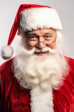 A detailed view of a person dressed in a Santa suit. This image can be used for various Christmas-themed designs and promotions