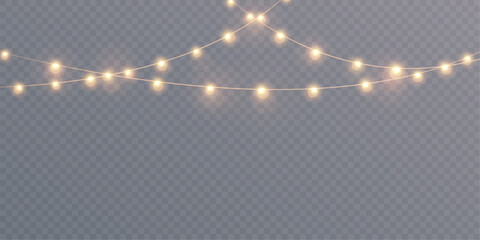 Christmas glowing lights isolated on transparent background. For New Year's and holiday decorations. © MAKSYM
