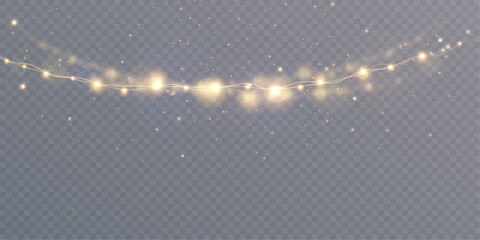 Christmas glowing lights isolated on transparent background. For New Year's and holiday decorations. - obrazy, fototapety, plakaty