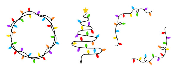 Set of Christmas lanterns. Christmas garland. Vector graphics - obrazy, fototapety, plakaty