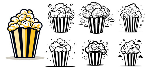 Vector cartoon style popcorn buckets