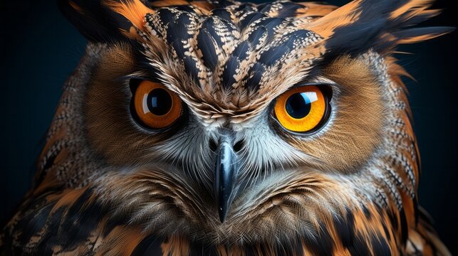 A splendid European owl adorned with striking feathe