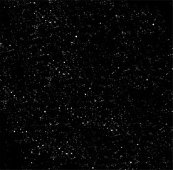 Snow, stars, twinkling lights, rain drops on black background. Abstract vector noise. Small particles of debris and dust. Distressed uneven grunge texture overlay.