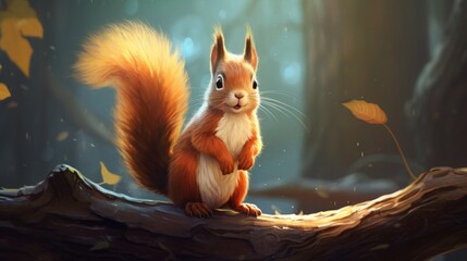 Squirrel in the autumn forest.