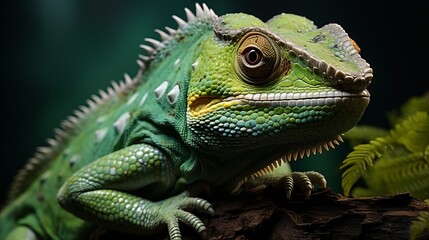 Fototapeta premium Close-up of a green-colored chameleon