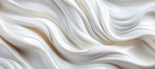 Smooth and creamy white vanilla yogurt close up, top view with complete background coverage