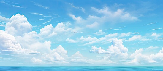 The sky was a vibrant blue as they traveled to the coast for a summer getaway, eager to explore the beautiful landscape and serene nature of the ocean's horizon, enjoying the sunny outdoor view with