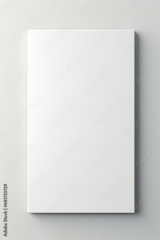 Poster A blank white square box displayed on a wall. Suitable for various creative projects and design concepts.