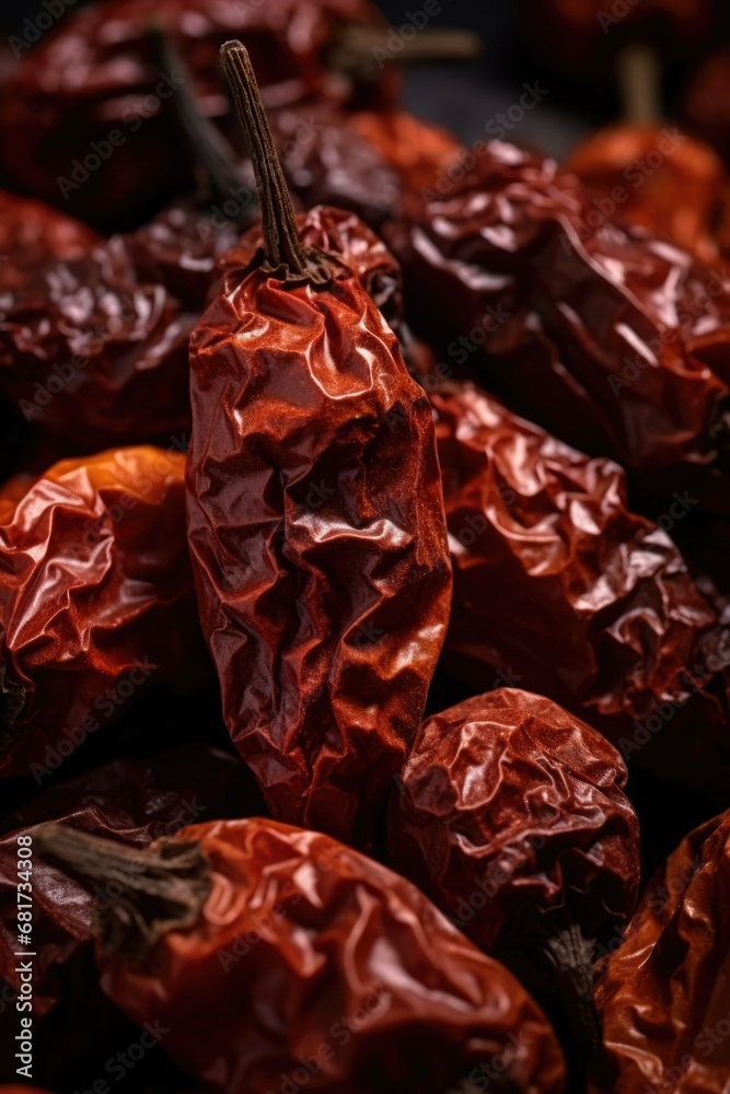 Aufkleber a pile of dried red peppers sitting on top of each other. ideal for food and cooking-related project