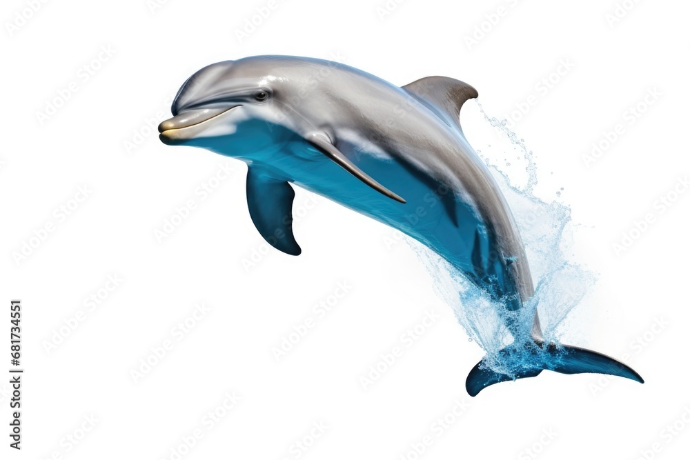 Aufkleber A dynamic image capturing a dolphin leaping out of the water. Perfect for adding energy and excitement to any project.