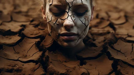 Foto op Canvas woman covered in face of mud © Vahagn