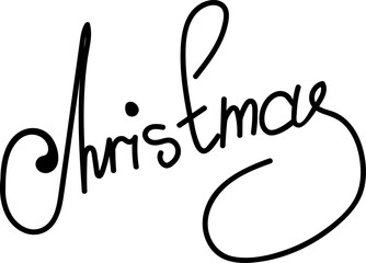 word christmas in doodle style, black and white lettering, isolated on white