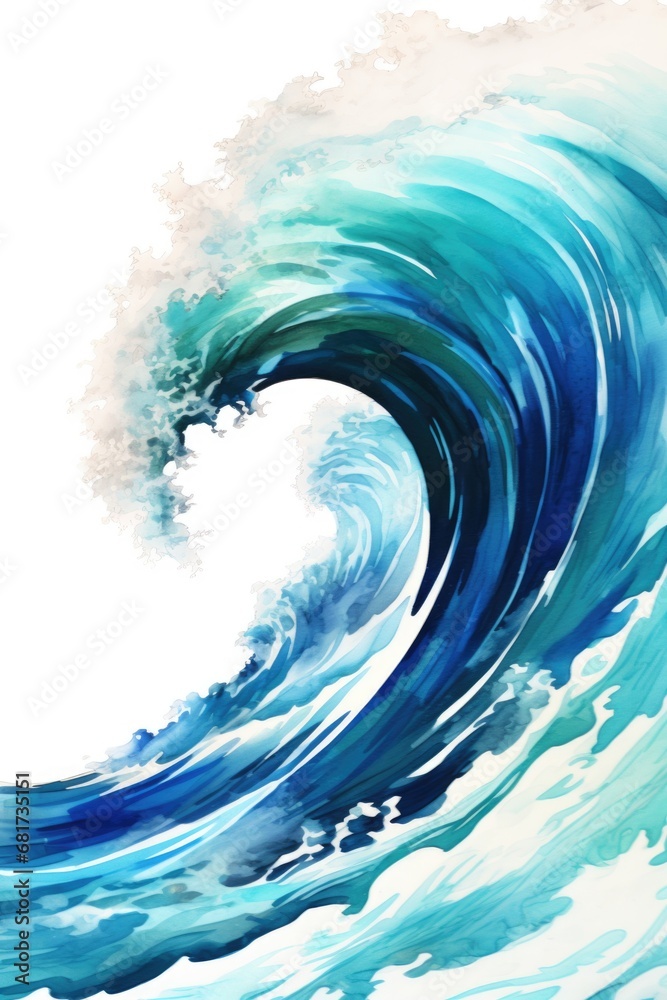 Poster a captivating painting of a massive wave crashing in the ocean. this artwork beautifully depicts the