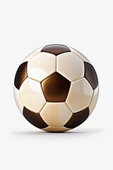 A black and white soccer ball placed on a white surface. Suitable for sports-related designs and concepts