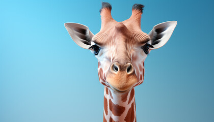 Cute giraffe looking at camera, spotted in African savannah generated by AI