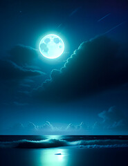 full moon over sea Generated by AI