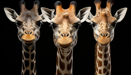 Cute giraffe looking at camera, generated by AI