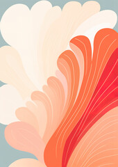 A pink image and orange outline of a coral leaf, in the style of minimalist illustrator
