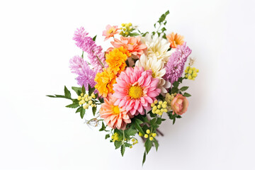Obraz premium Colorful flowers bouquet, on white background