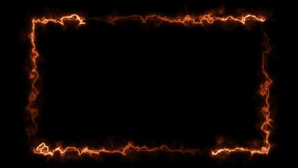 Neon frame animation background Purple-blue neon light trails run on black. Glowing rectangular frame with space for logo or text. 4K Fire and burning frame. - Powered by Adobe