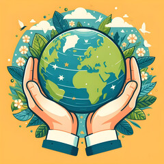 save the earth, hands holding a globe