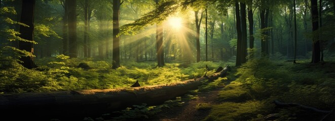 sun in a green forest Generative AI