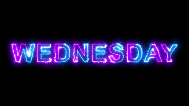 Glowing neon Monday, Tuesday and Wednesday text animation, blue and pink color neon sign. 4K.