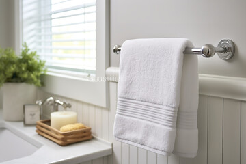Towel holder in modern farmhouse bathroom