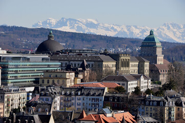 Panoramic view of the University and Federal Institut of Technology, ETH in Zürich City