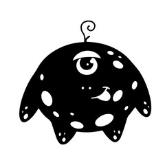 Silhouette of a funny monster character. Vector graphics.