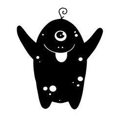 Silhouette of a funny monster character. Vector graphics.