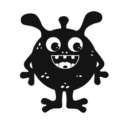 Silhouette of a funny monster character. Vector graphics.