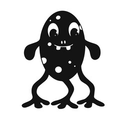 Silhouette of a funny monster character. Vector graphics.