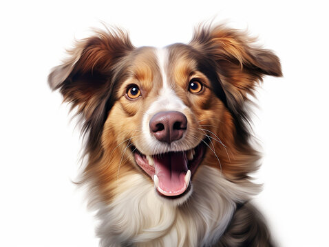 Cachorro fofo com l&iacute;ngua de fora, fundo branco