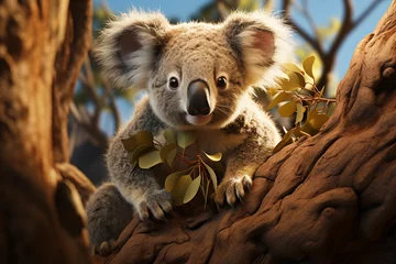 Zelfklevend Fotobehang koala bear in tree Australian nature © Aly