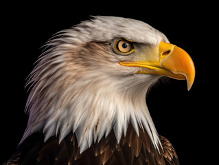 Obraz premium Bald Eagle Studio Shot Isolated on Clear Black Background, Generative AI
