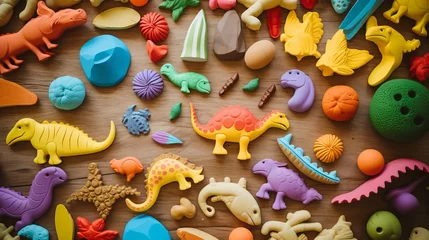 Crédence de cuisine en verre imprimé Dinosaures Playdough craftsmanship with dinosaurus level lay