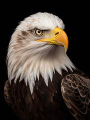 Bald Eagle Studio Shot Isolated on Clear Black Background, Generative AI