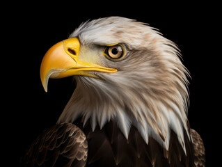 Bald Eagle Studio Shot Isolated on Clear Black Background, Generative AI