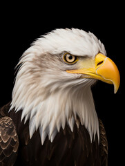 Obraz premium Bald Eagle Studio Shot Isolated on Clear Black Background, Generative AI
