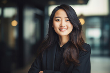 Woman wearing black jacket striking pose for photo. This image can be used for various purposes, such as fashion, photography, or lifestyle-related projects