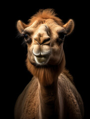 Fototapeta premium Camel Studio Shot Isolated on Clear Black Background, Generative AI