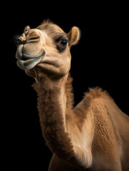 Obraz premium Camel Studio Shot Isolated on Clear Black Background, Generative AI